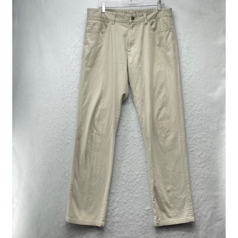 Johnnie-O West Coast Prep Pants Men's Sz 34x34 Cream Straight Leg 100% Cotton